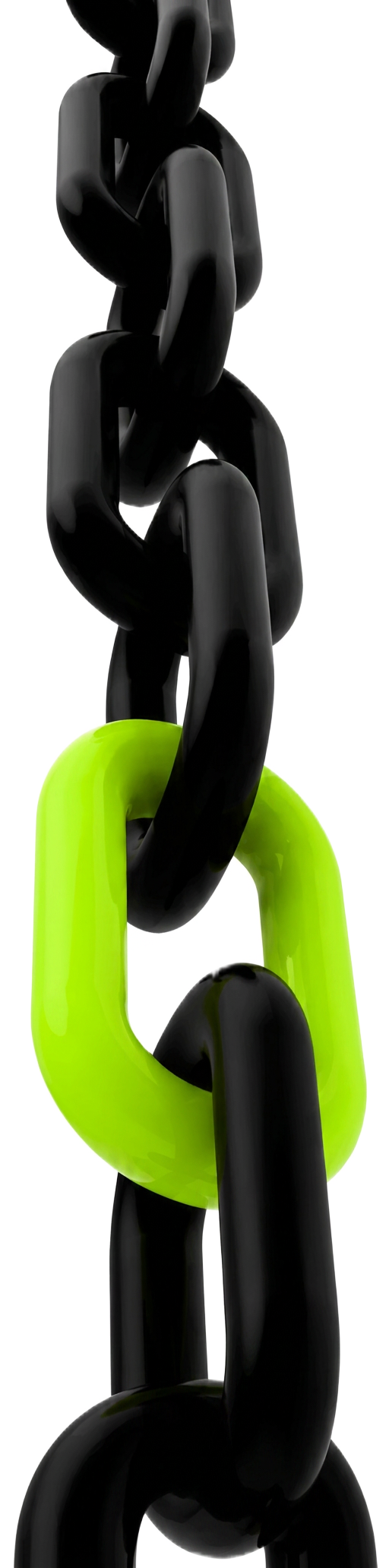 Chain with a single lime-green link representing Crowdstage